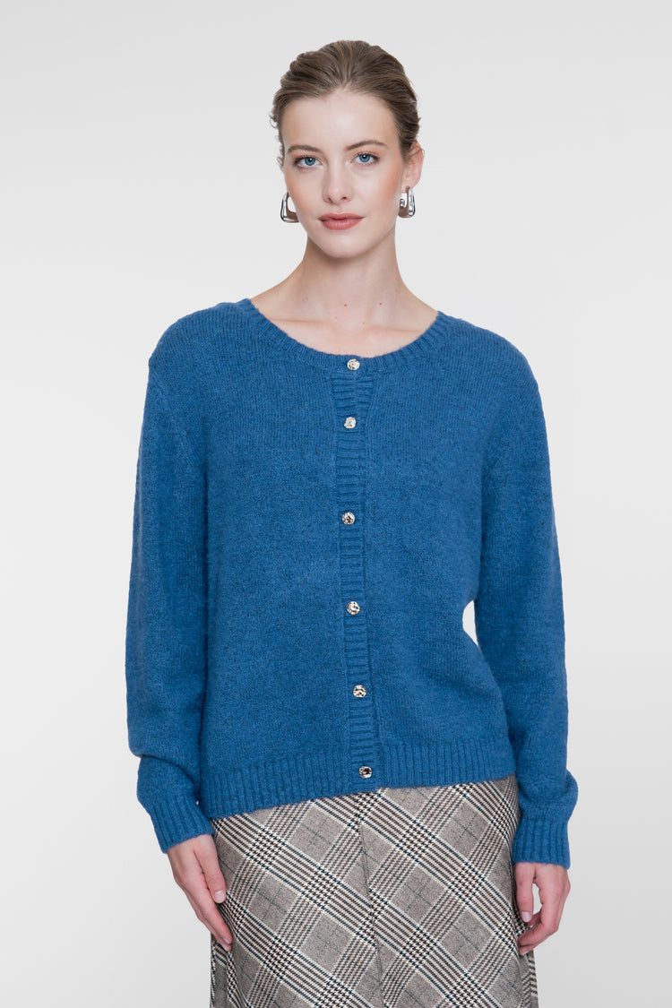 Geisha Damen Strickjacke mit Rundhalsausschnitt und Zierknöpfen