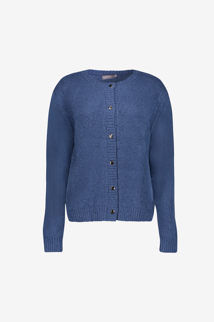 Geisha Damen Strickjacke mit Rundhalsausschnitt und Zierknöpfen