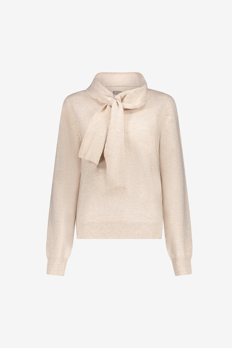 Geisha Pullover mit abnehmbarem Schal-Detail in Sandfarbe