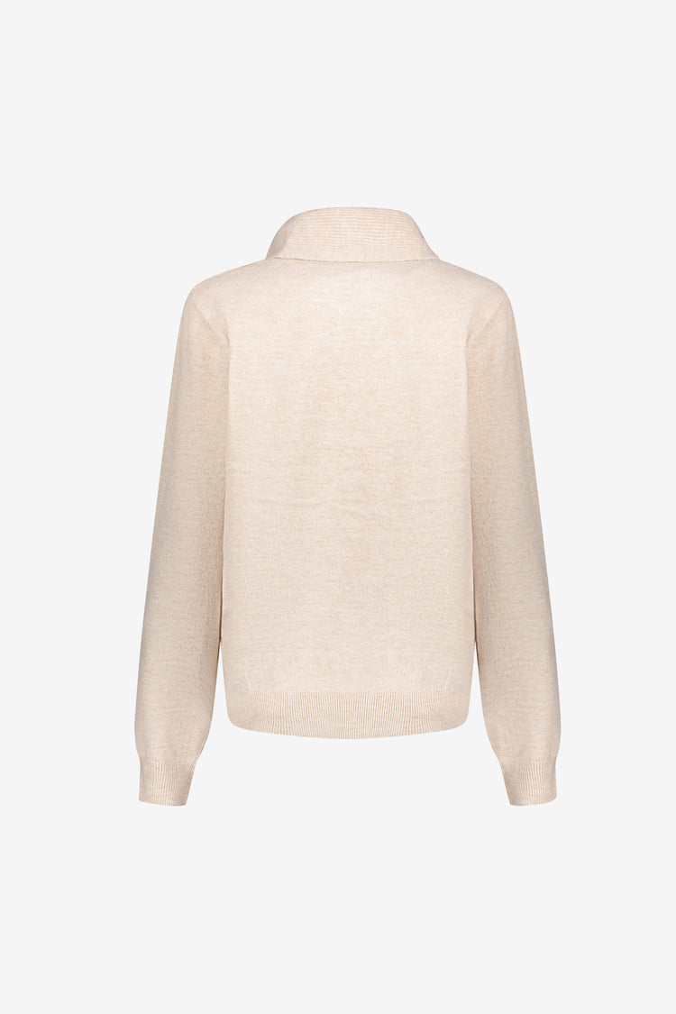 Geisha Pullover mit abnehmbarem Schal-Detail in Sandfarbe