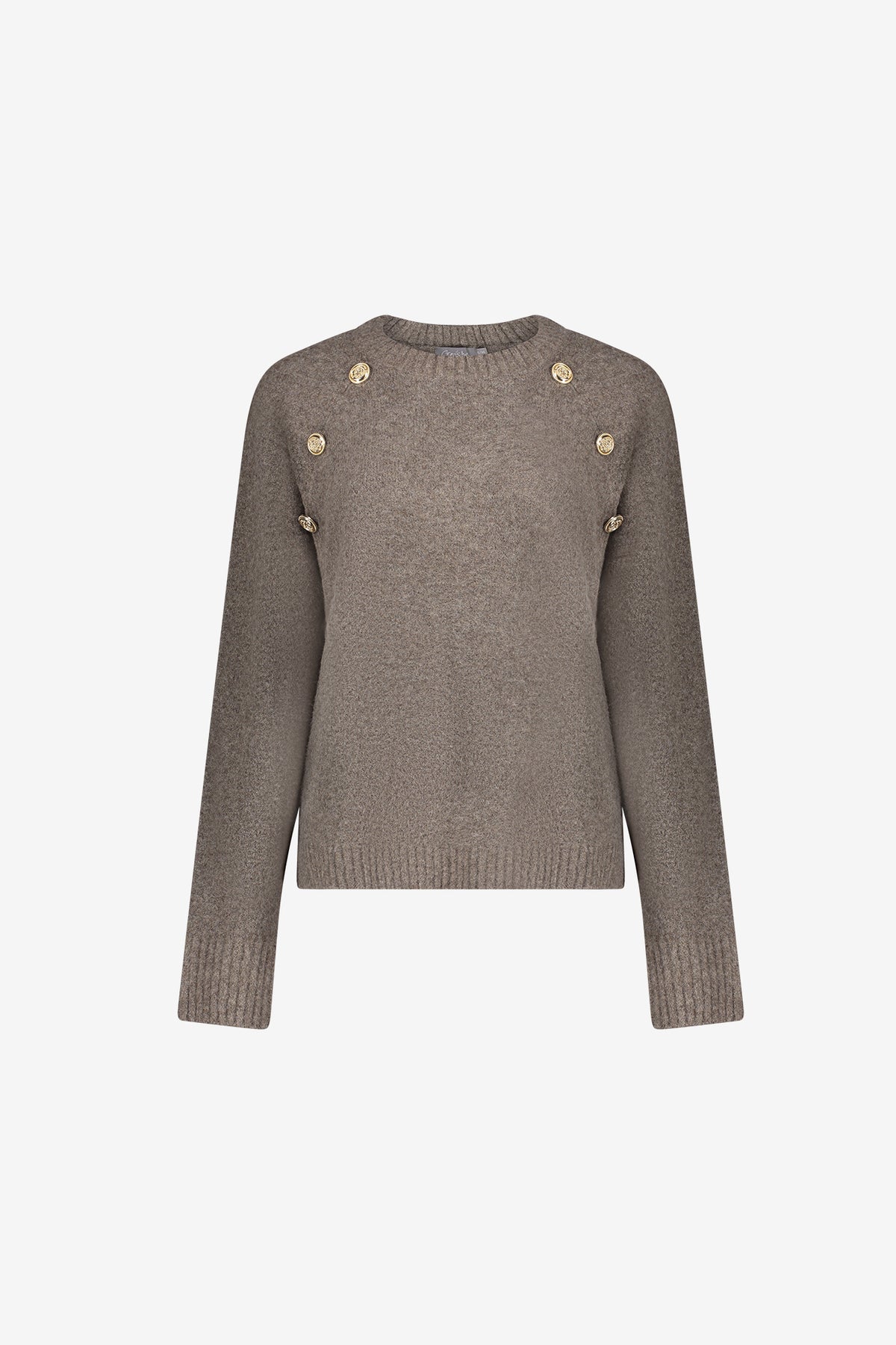 Geisha Damen Pullover mit Raglanärmeln und goldfarbenen Knöpfen