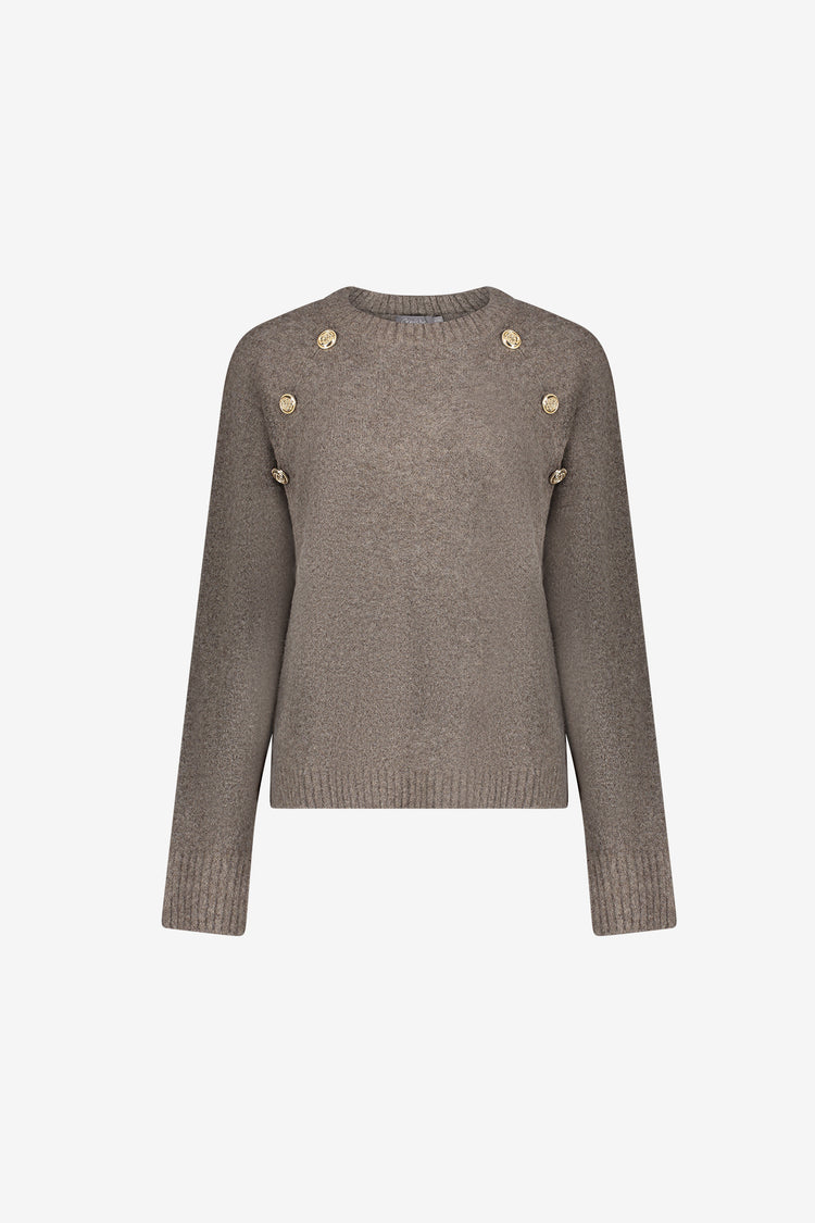Geisha Damen Pullover mit Raglanärmeln und goldfarbenen Knöpfen