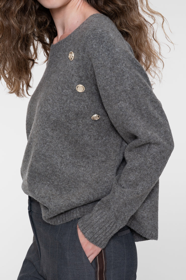Geisha Damen Pullover mit Raglanärmeln und goldfarbenen Knöpfen