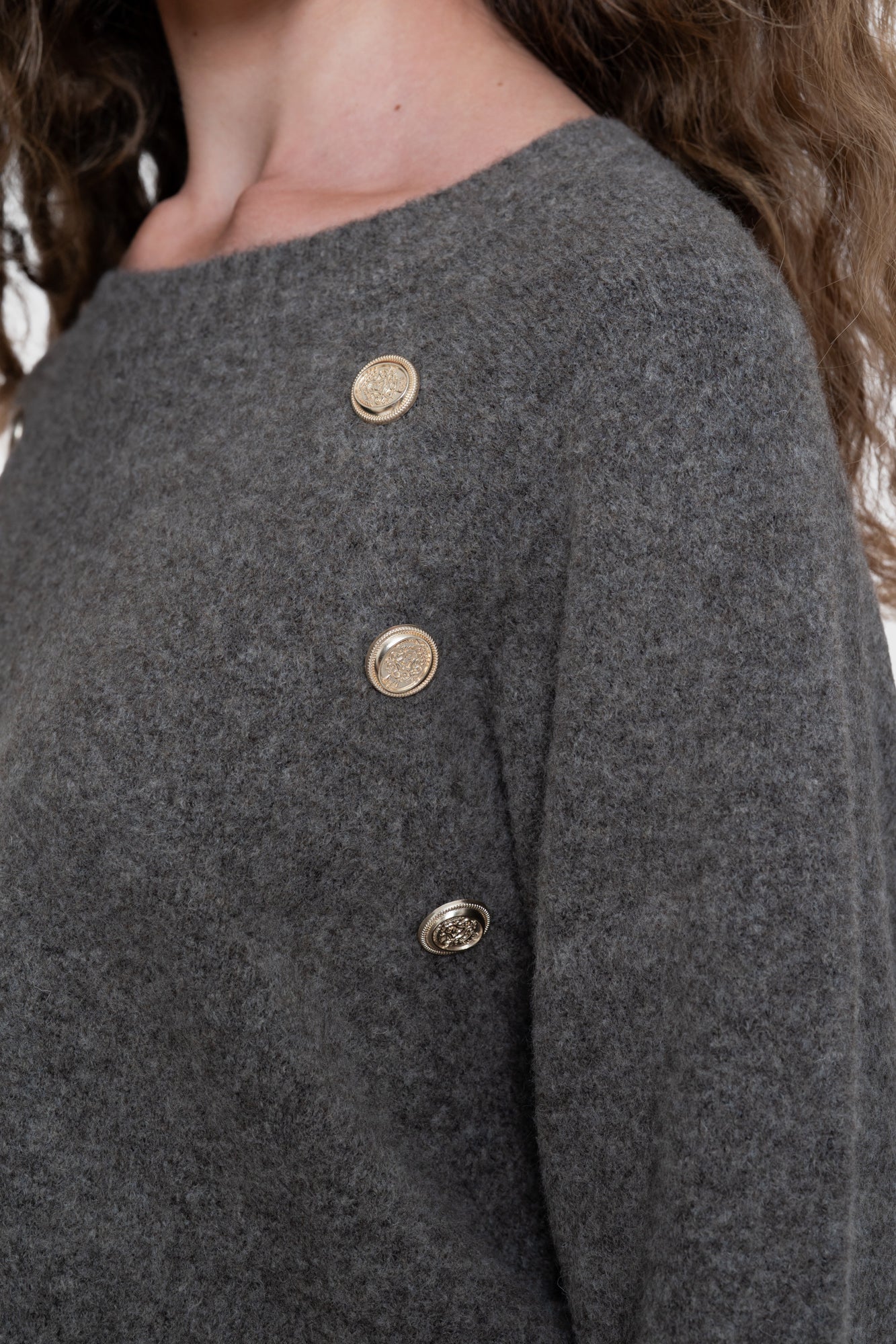 Geisha Damen Pullover mit Raglanärmeln und goldfarbenen Knöpfen