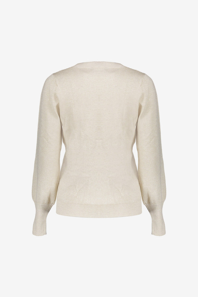 Geisha beiger Pullover mit Lurex und langen Manschetten