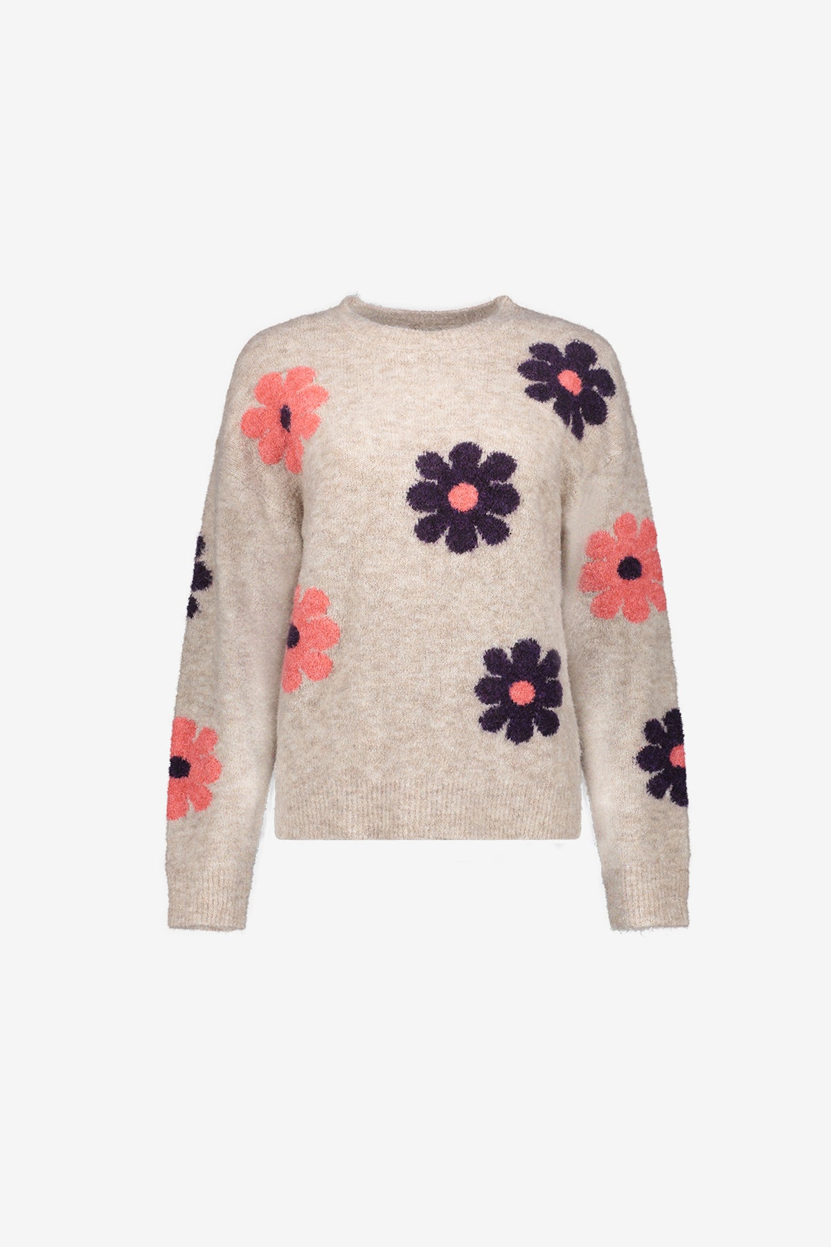 Geisha Damenpullover mit Blumenprint und Rundhalsausschnitt