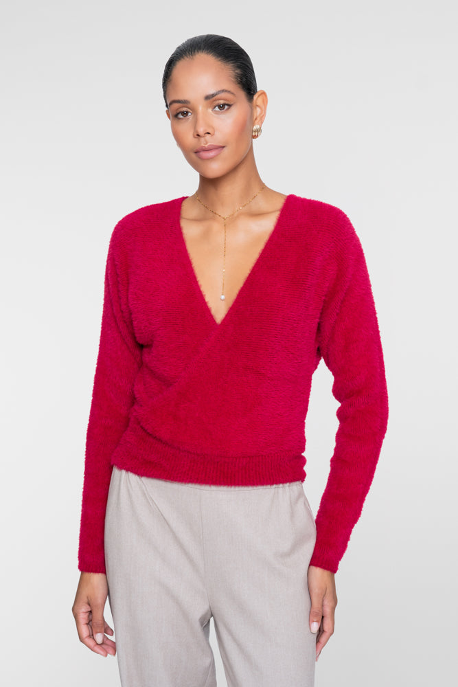 Geisha Damen Weicher Wickelpullover mit V-Ausschnitt – Shop de look
