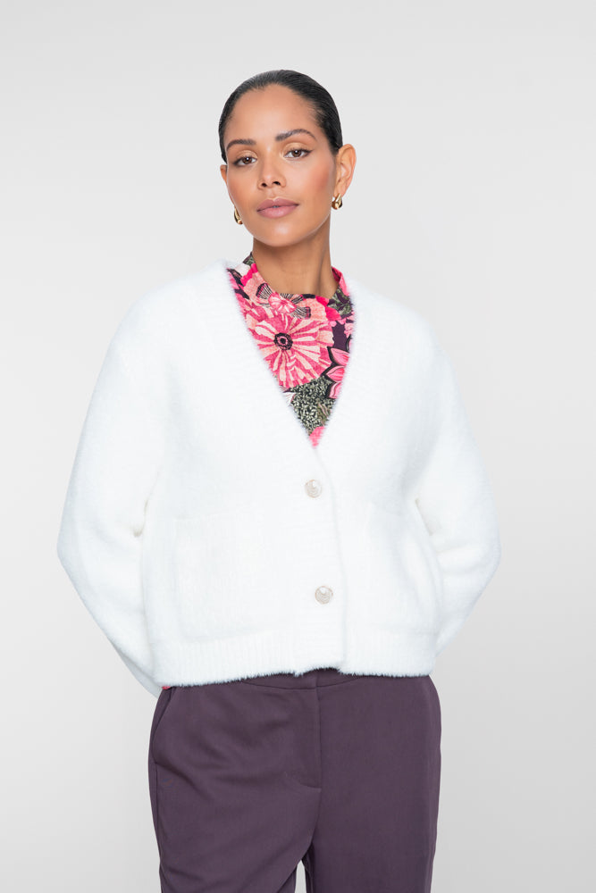 Geisha Damen Weiche Strickjacke mit Zierknöpfen