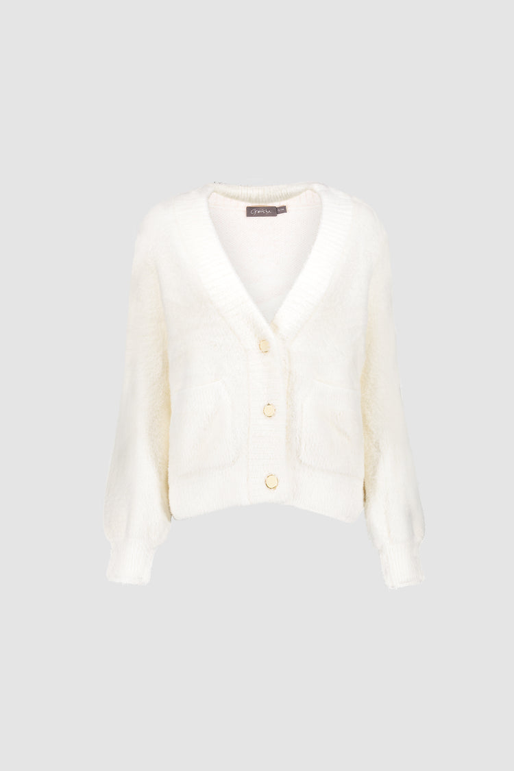 Geisha Damen Weiche Strickjacke mit Zierknöpfen