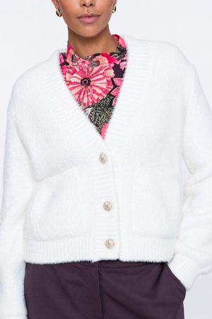 Geisha Damen Weiche Strickjacke mit Zierknöpfen