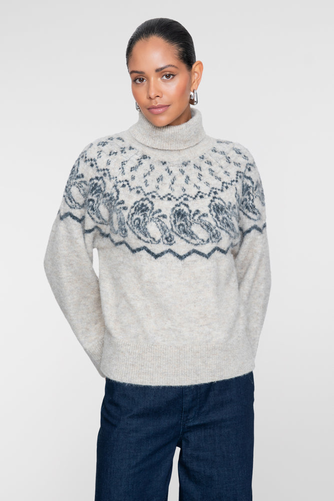 Geisha Damen Rollkragenpullover mit Nordic-Print und hohem Rollkragen – Shop de look