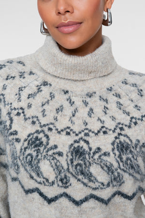 Geisha Damen Rollkragenpullover mit Nordic-Print und hohem Rollkragen