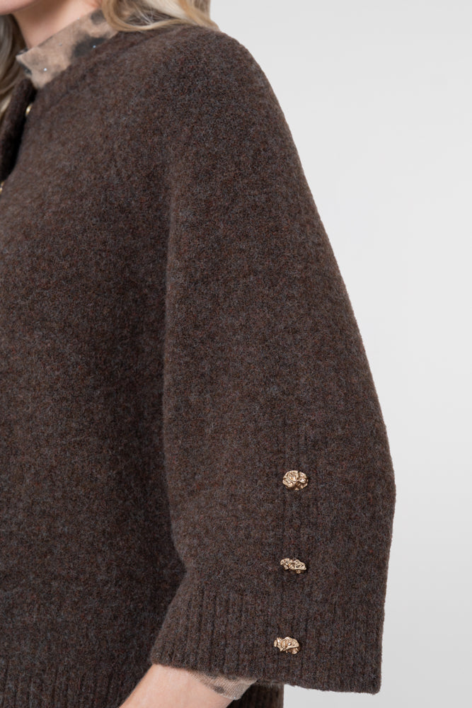 Geisha Damen Strickjacke mit 3/4-Ärmeln und goldfarbenen Knöpfen