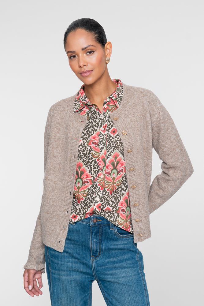 Geisha Damen Strickjacke mit goldfarbenen Zierknöpfen