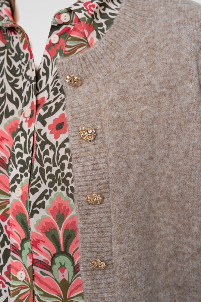 Geisha Damen Strickjacke mit goldfarbenen Zierknöpfen