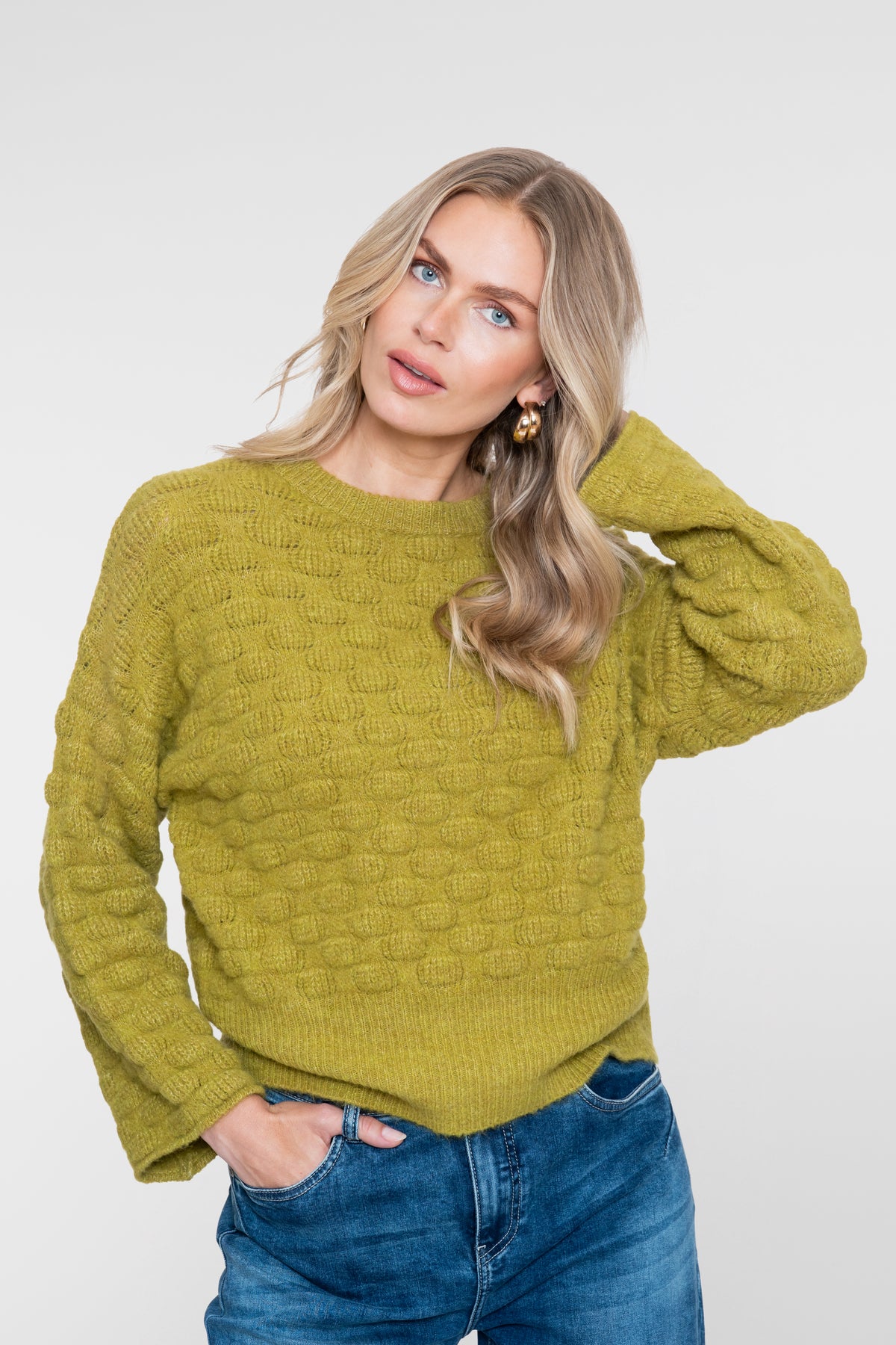 Geisha Damen Strickpullover mit gewelltem Ajourmuster