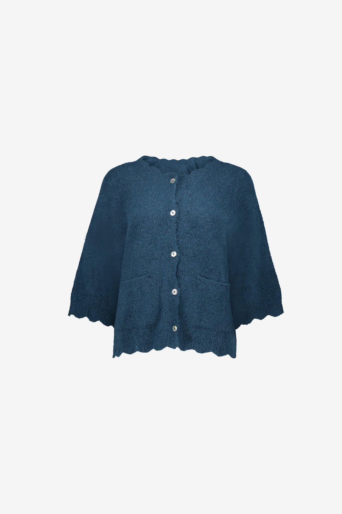 Geisha Damen Strickjacke mit kurzen Ärmeln und gewellten Details