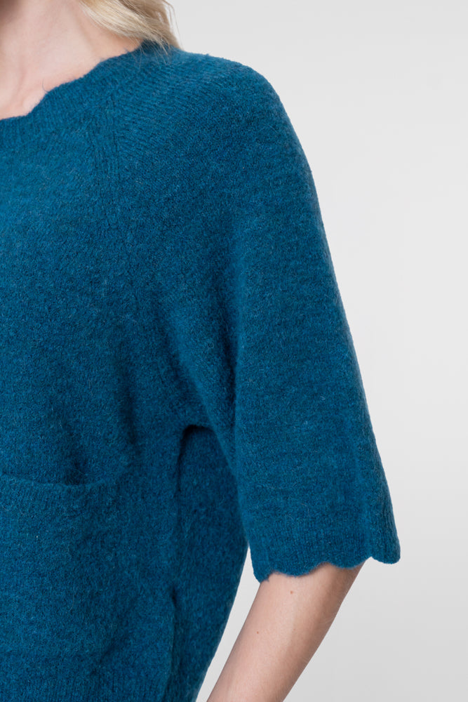 Geisha Damen Strickjacke mit kurzen Ärmeln und gewellten Details