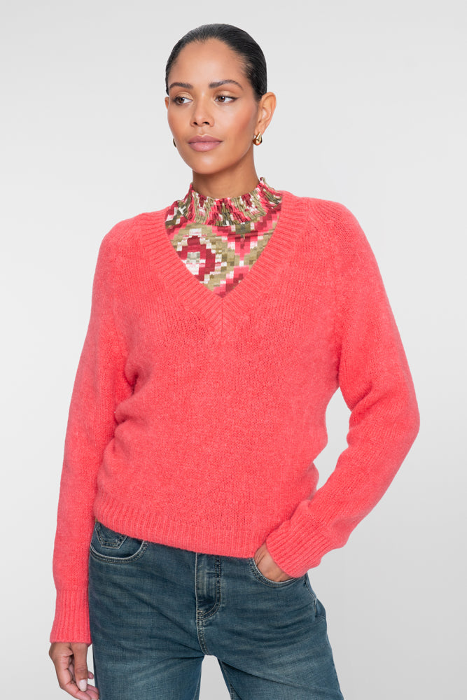 Geisha Damen Pullover mit V-Ausschnitt und kurzer Boxy-Passform