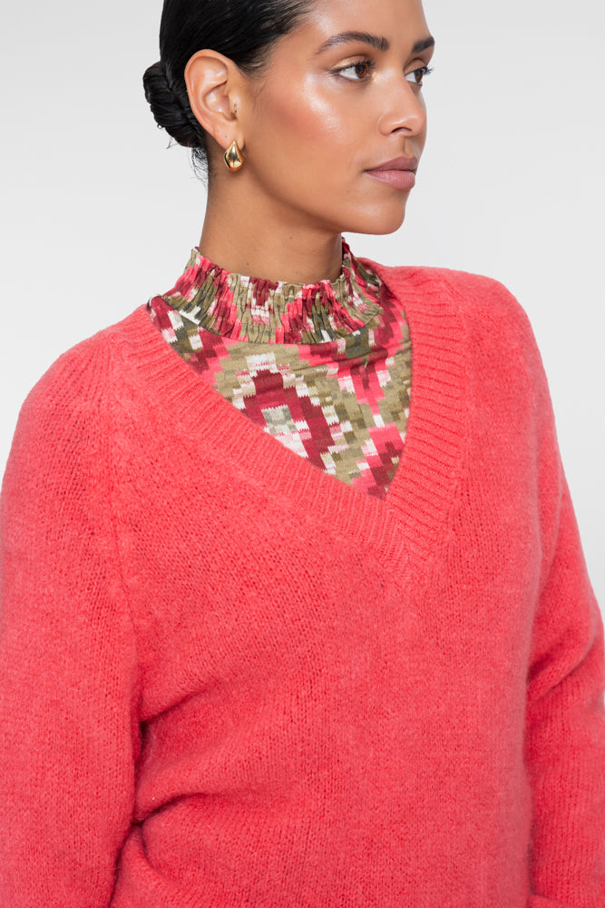 Geisha Damen Pullover mit V-Ausschnitt und kurzer Boxy-Passform