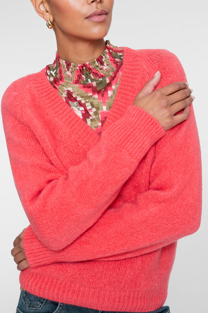 Geisha Damen Pullover mit V-Ausschnitt und kurzer Boxy-Passform
