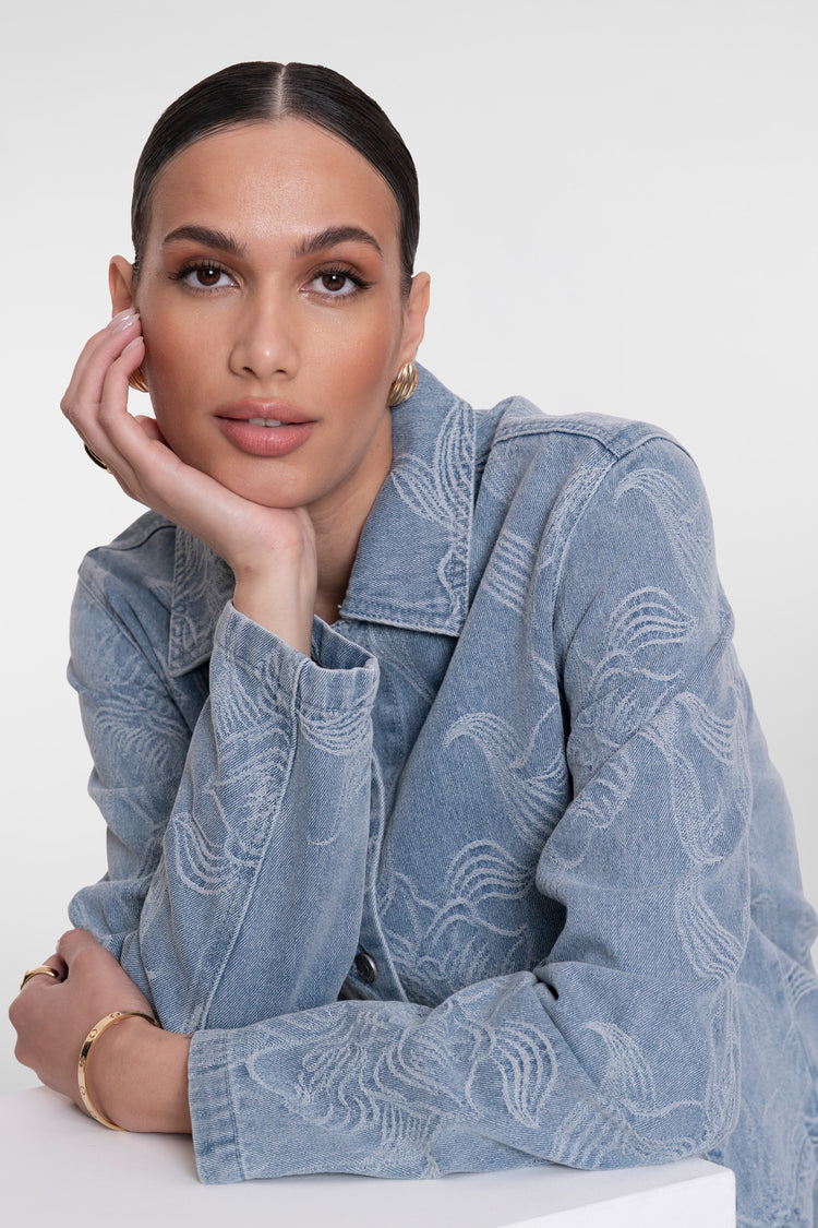 Geisha Jacke mit Jacquard und Blumenmuster