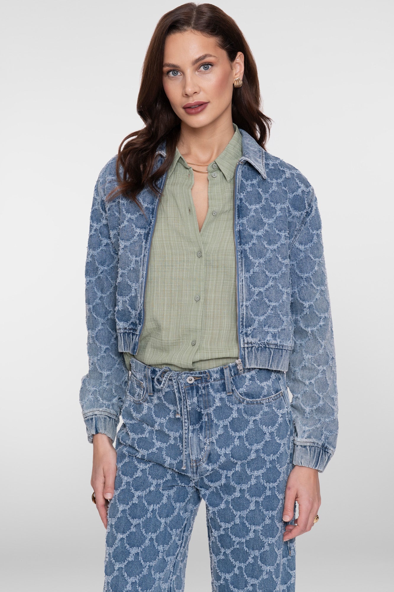 Geisha Jeansjacke mit Jacquardmuster
