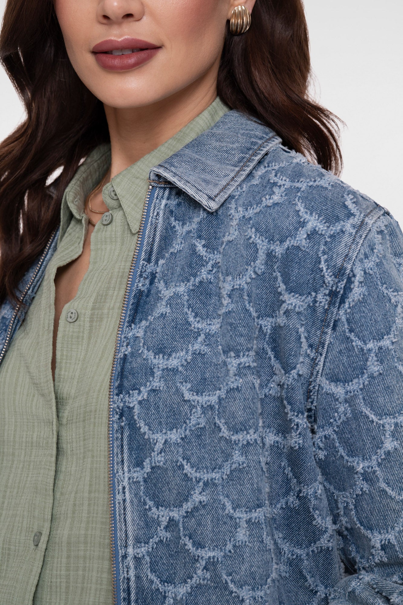 Geisha Jeansjacke mit Jacquardmuster