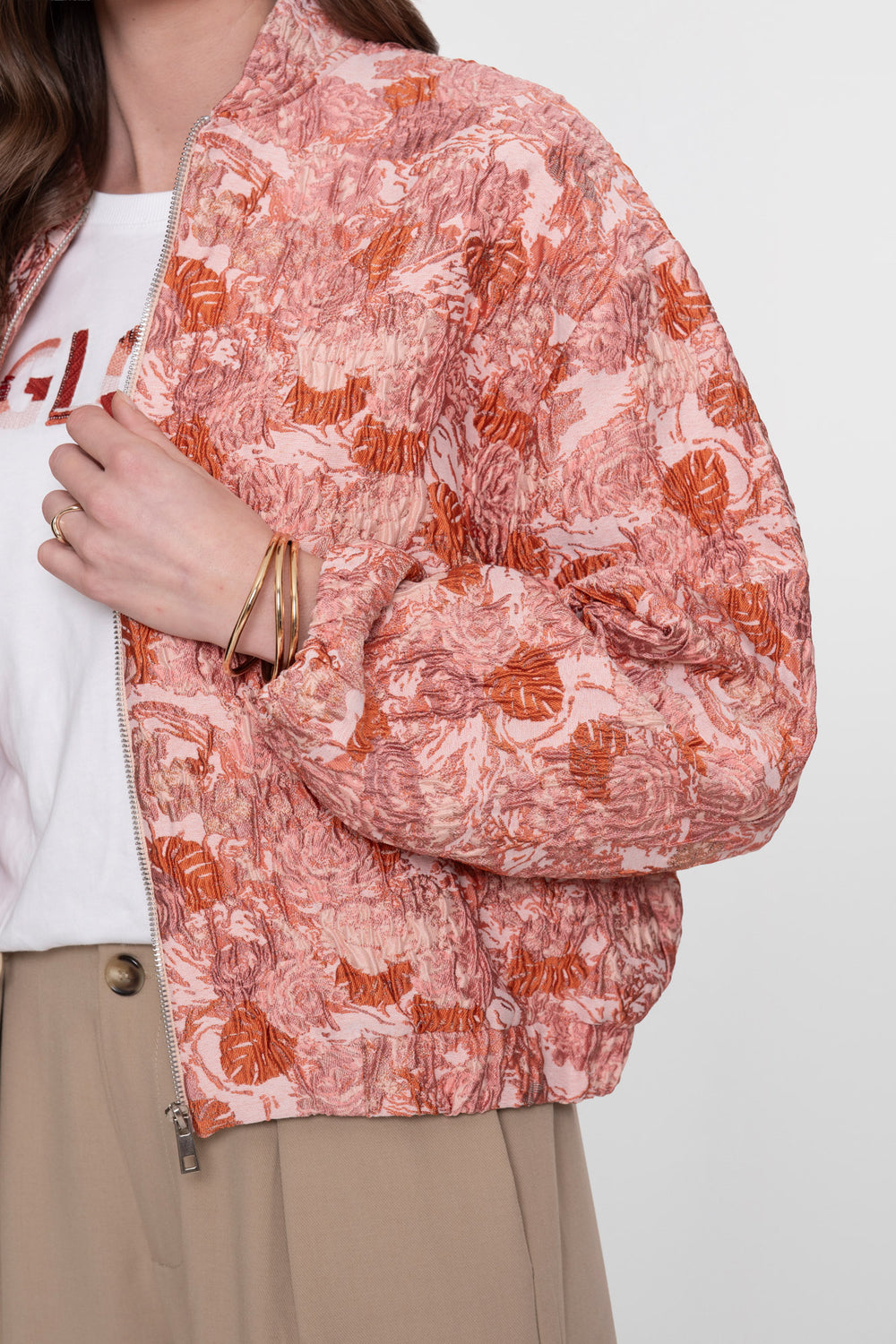 Geisha Jacquard-Bomberjacke Rosa