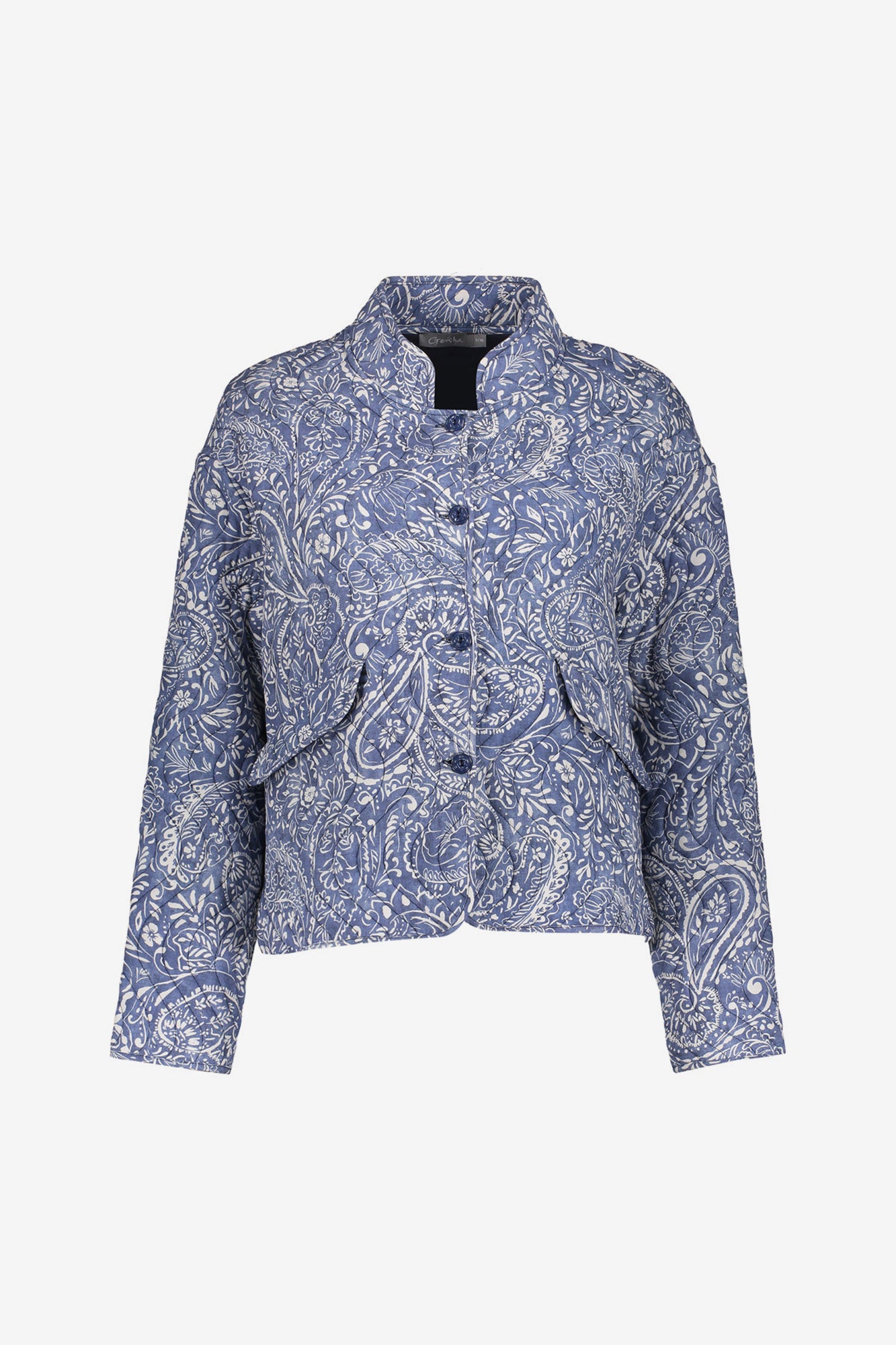 Geishablaue gestärkte Jacke mit Paisleymuster