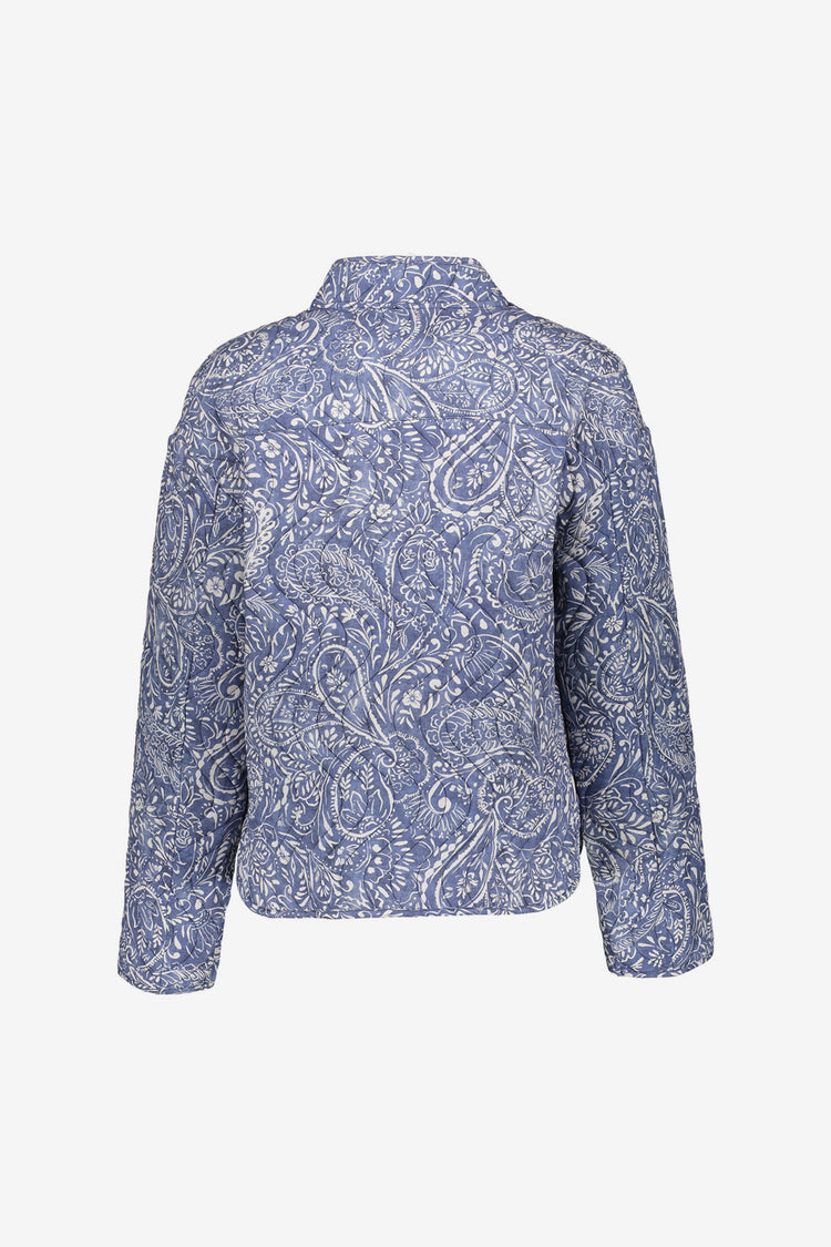 Geishablaue gestärkte Jacke mit Paisleymuster