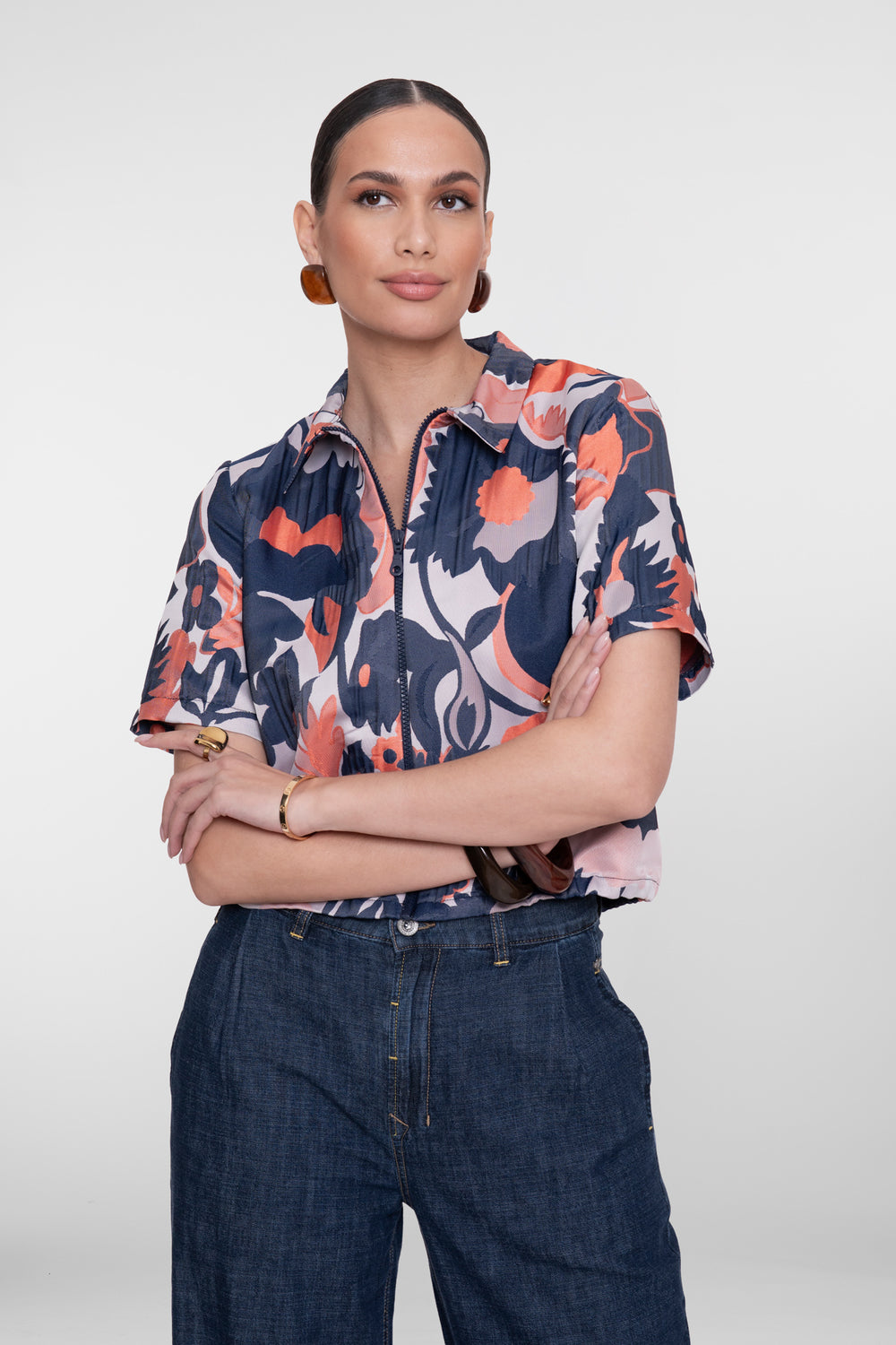 Jacke mit grafischem Blumendruck