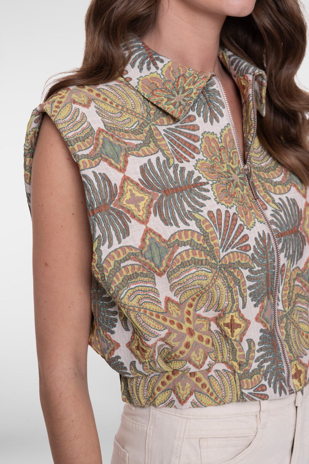 Geisha Ärmellose Jacke mit Naturprint