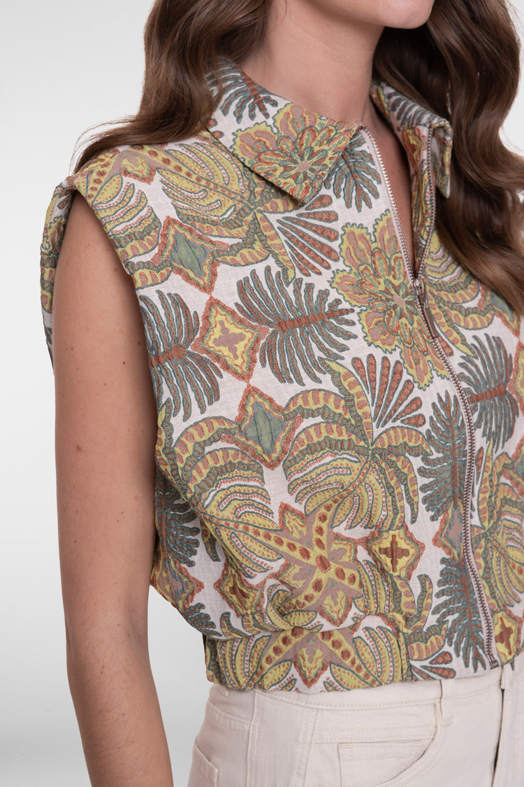 Geisha Ärmellose Jacke mit Naturprint