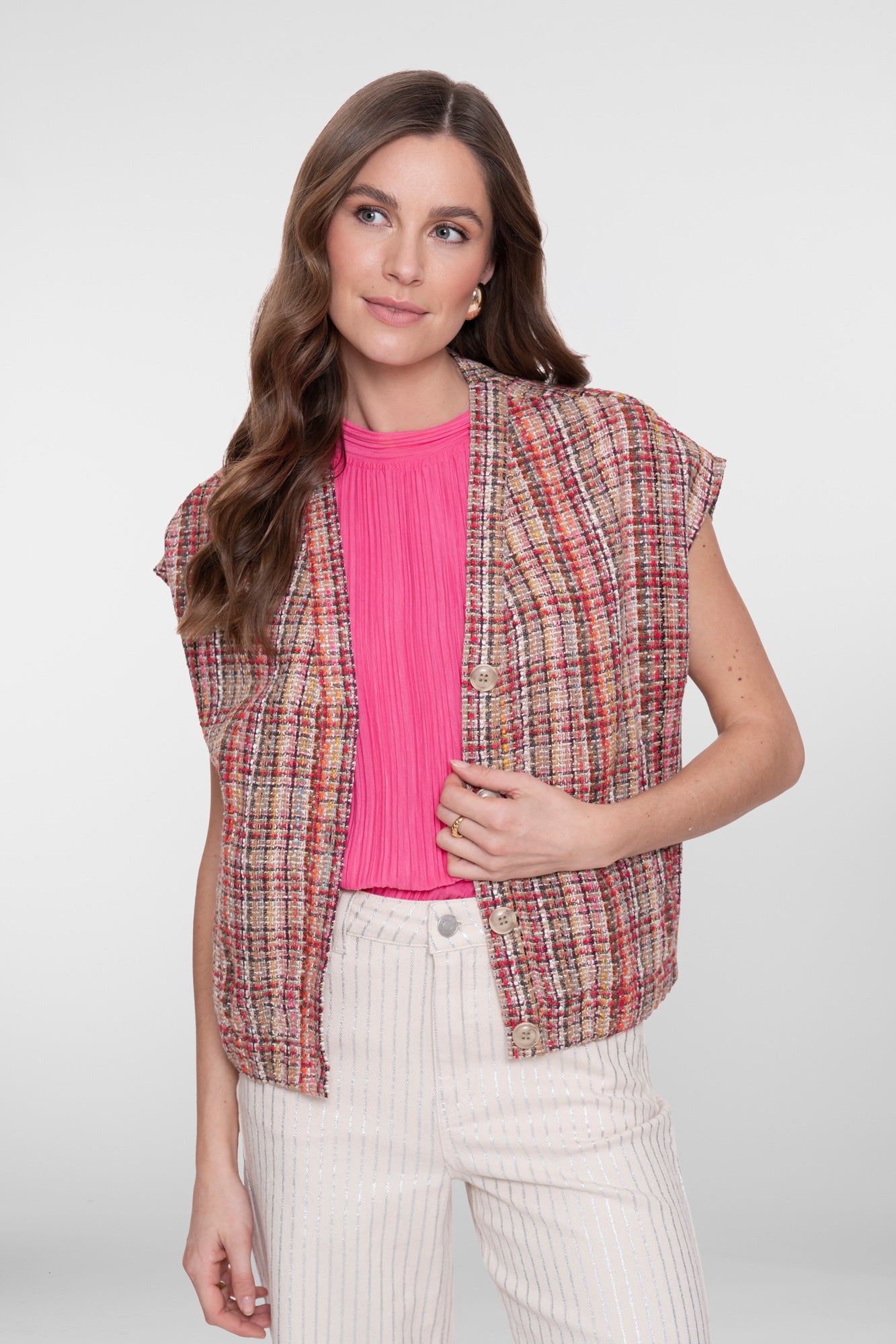 Geisha Tweed-Weste mit farbiger Struktur und Lurex