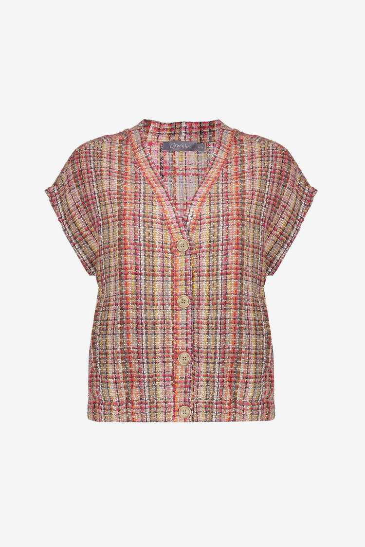 Geisha Tweed-Weste mit farbiger Struktur und Lurex