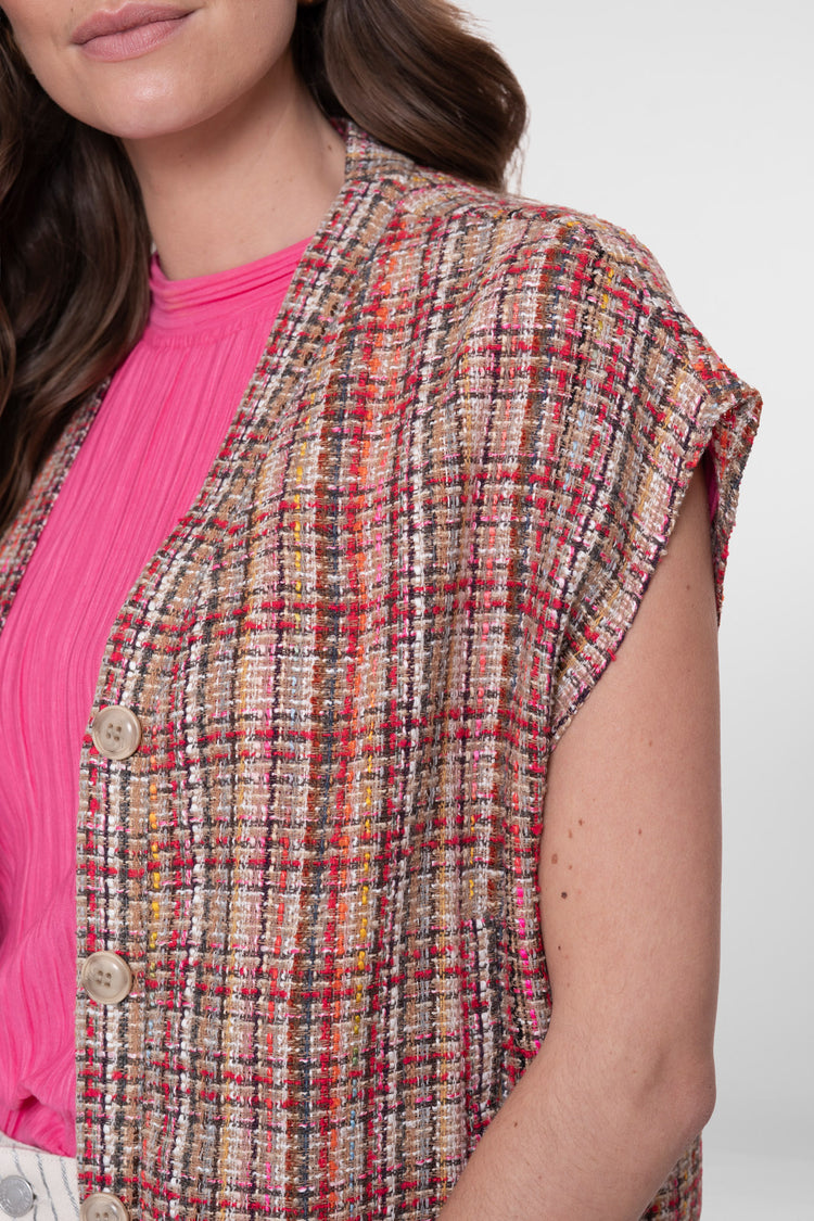 Geisha Tweed-Weste mit farbiger Struktur und Lurex