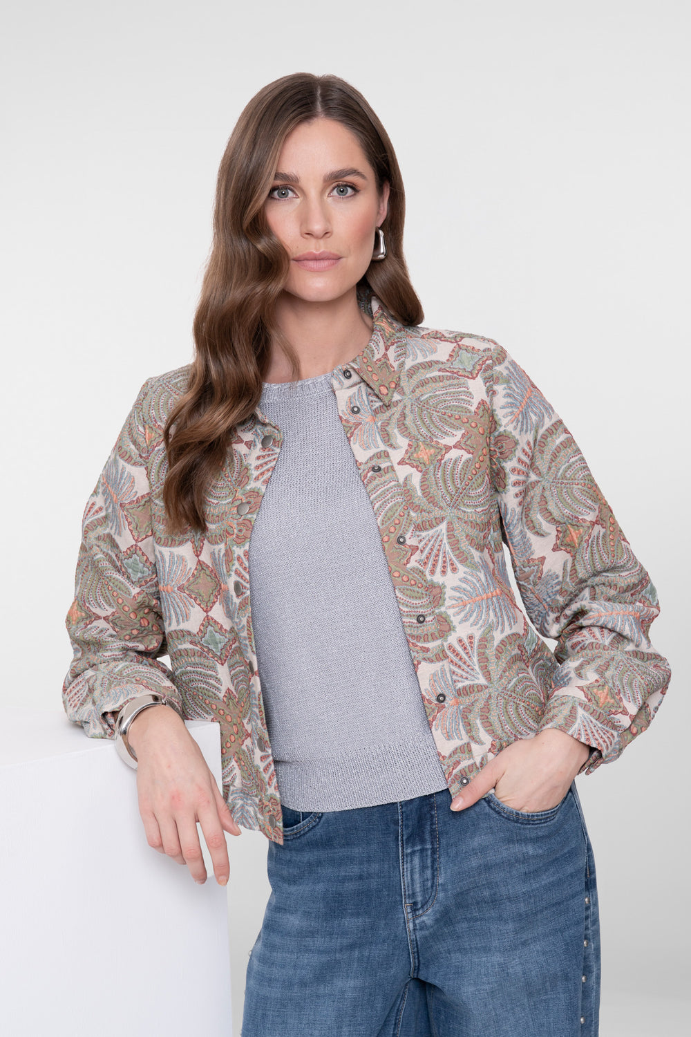 Geisha Jacke mit botanischem Print