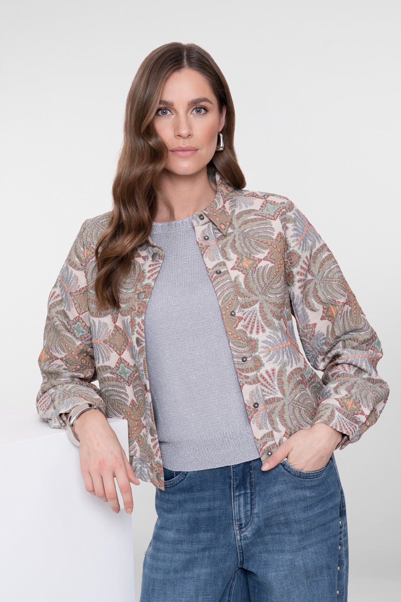 Geisha Jacke mit botanischem Print