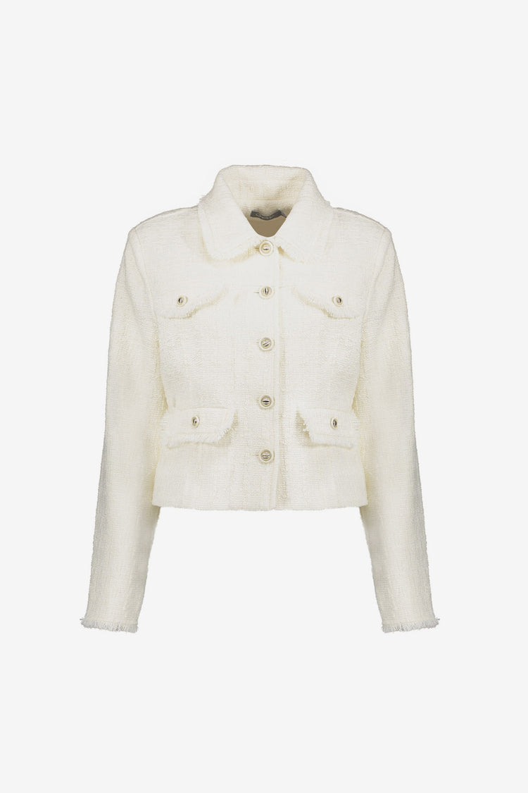 Kurzer strukturierter Geisha-Blazer mit Zierknöpfen