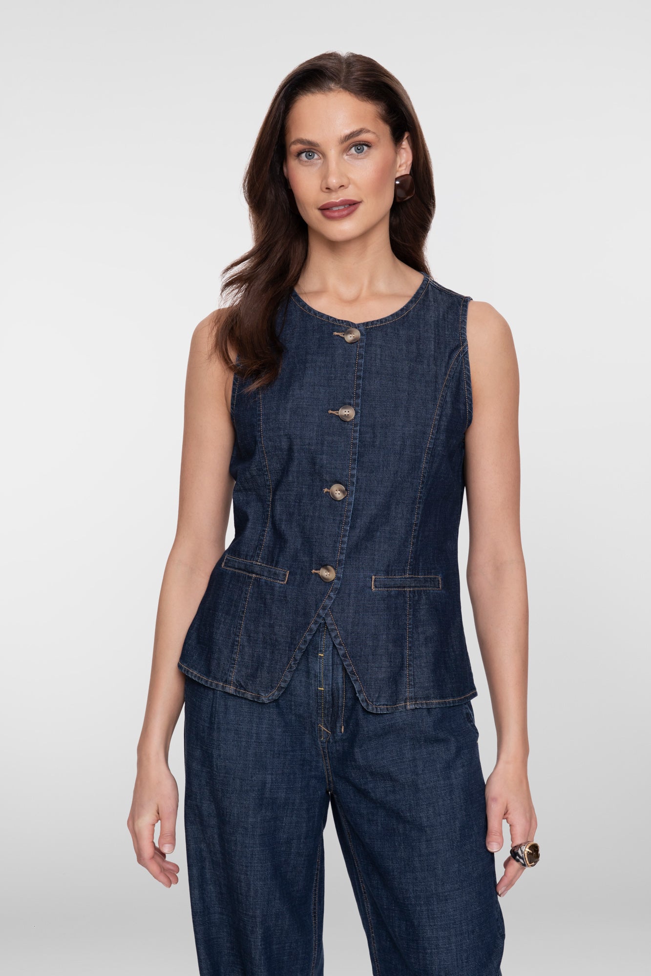 Geisha Denimweste mit Knöpfen