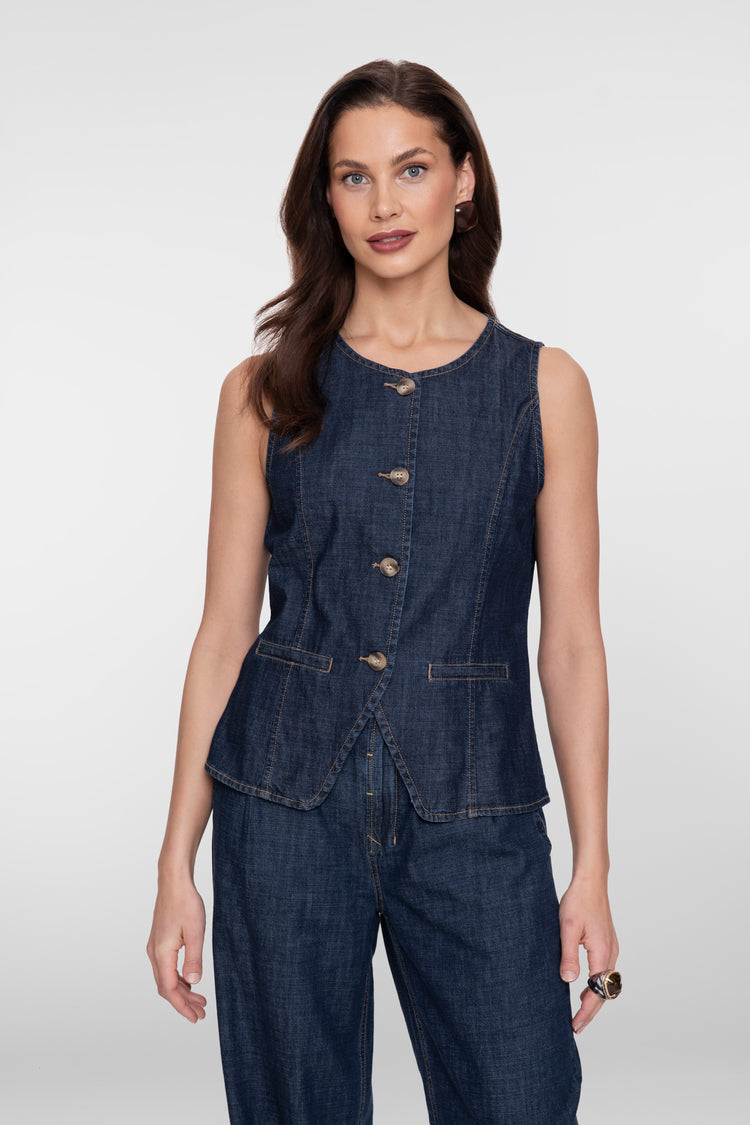 Geisha Denimweste mit Knöpfen