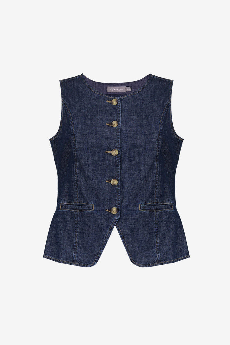 Geisha Denimweste mit Knöpfen
