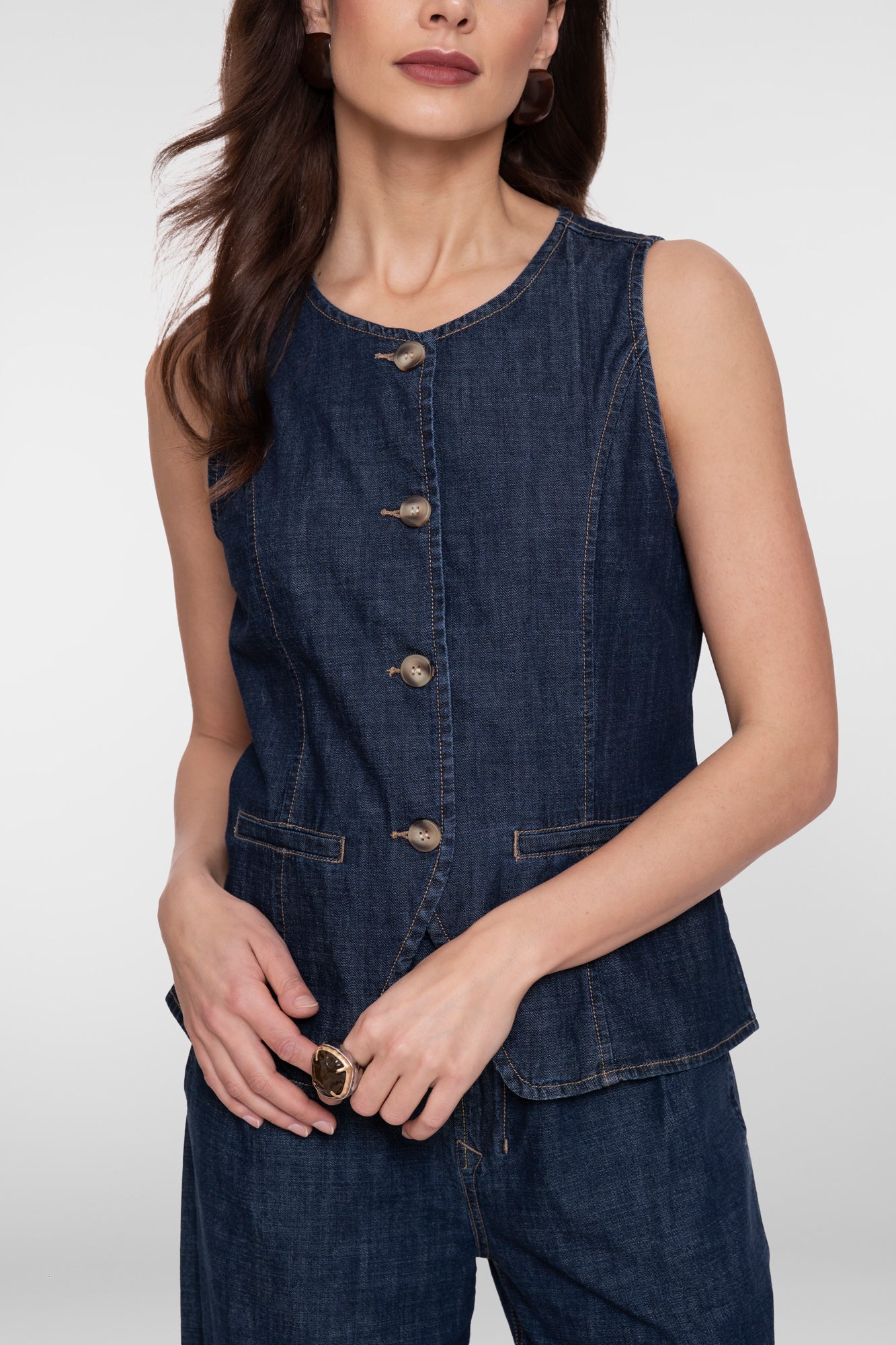 Geisha Denimweste mit Knöpfen
