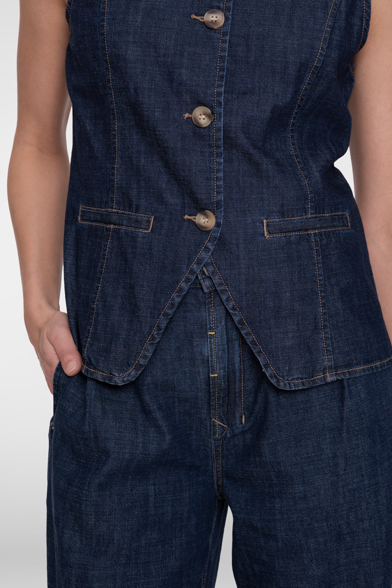 Geisha Denimweste mit Knöpfen