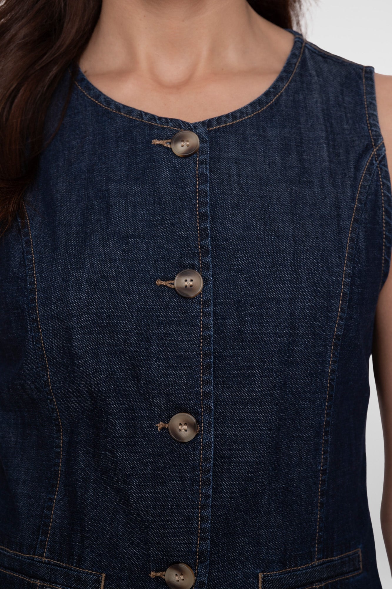 Geisha Denimweste mit Knöpfen