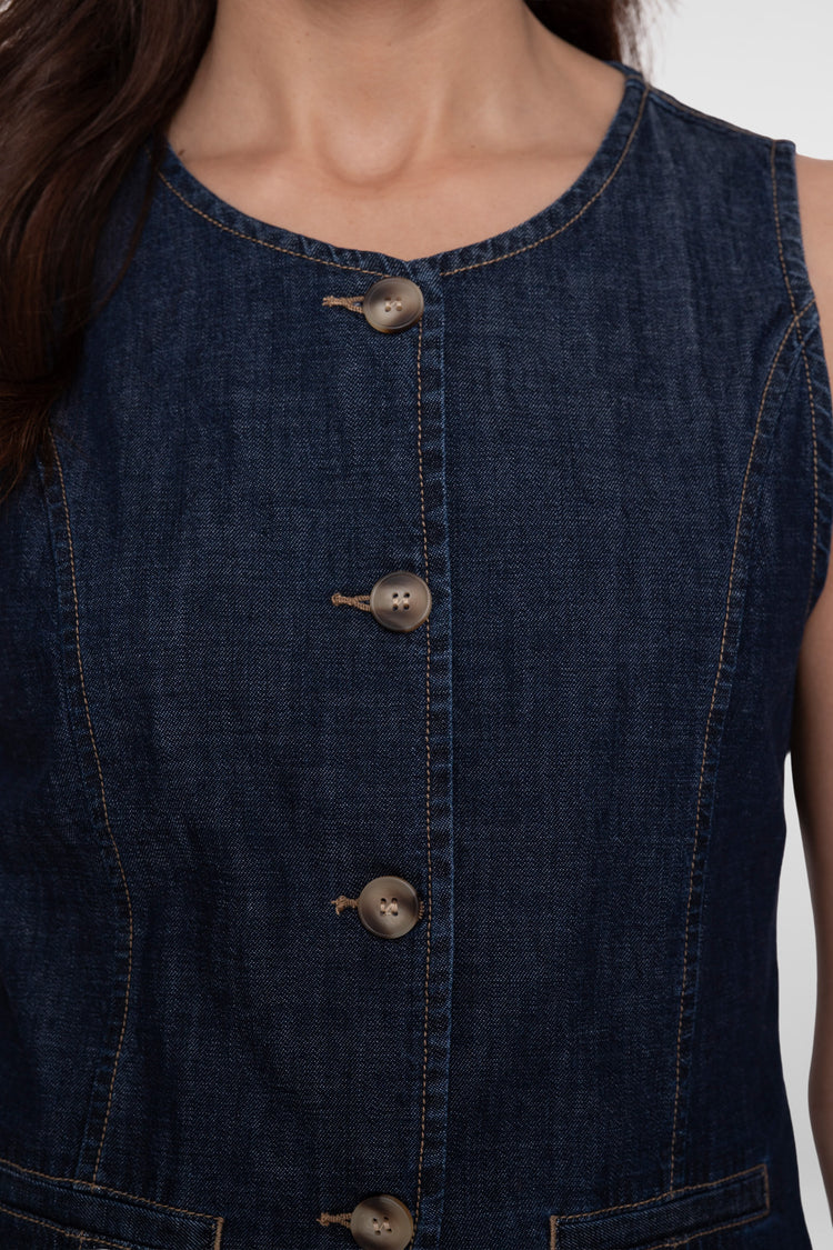 Geisha Denimweste mit Knöpfen