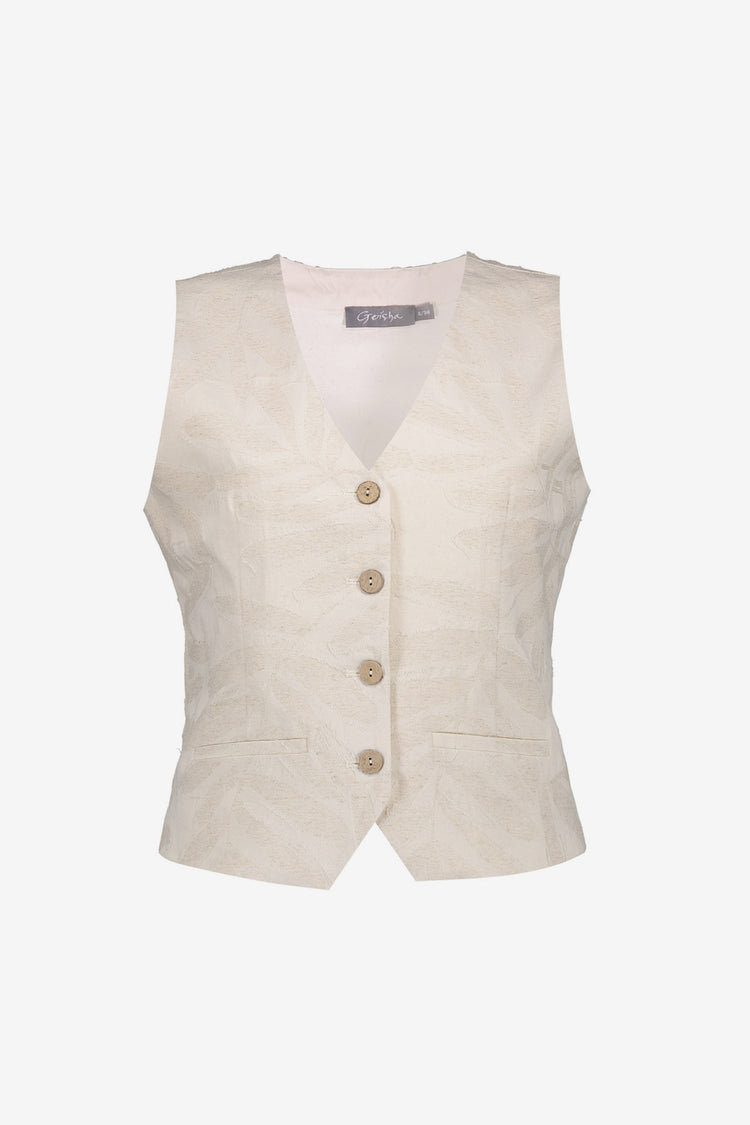 Geisha Damenweste jacquard ecru mit Knopfverschluss