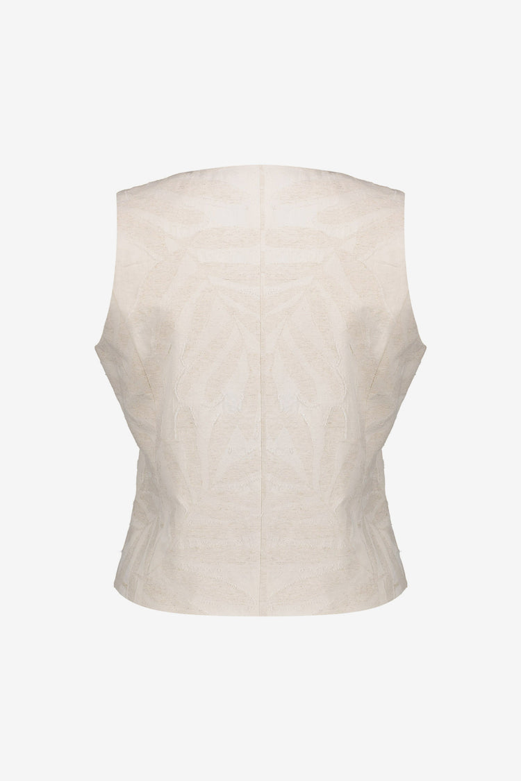 Geisha Damenweste jacquard ecru mit Knopfverschluss