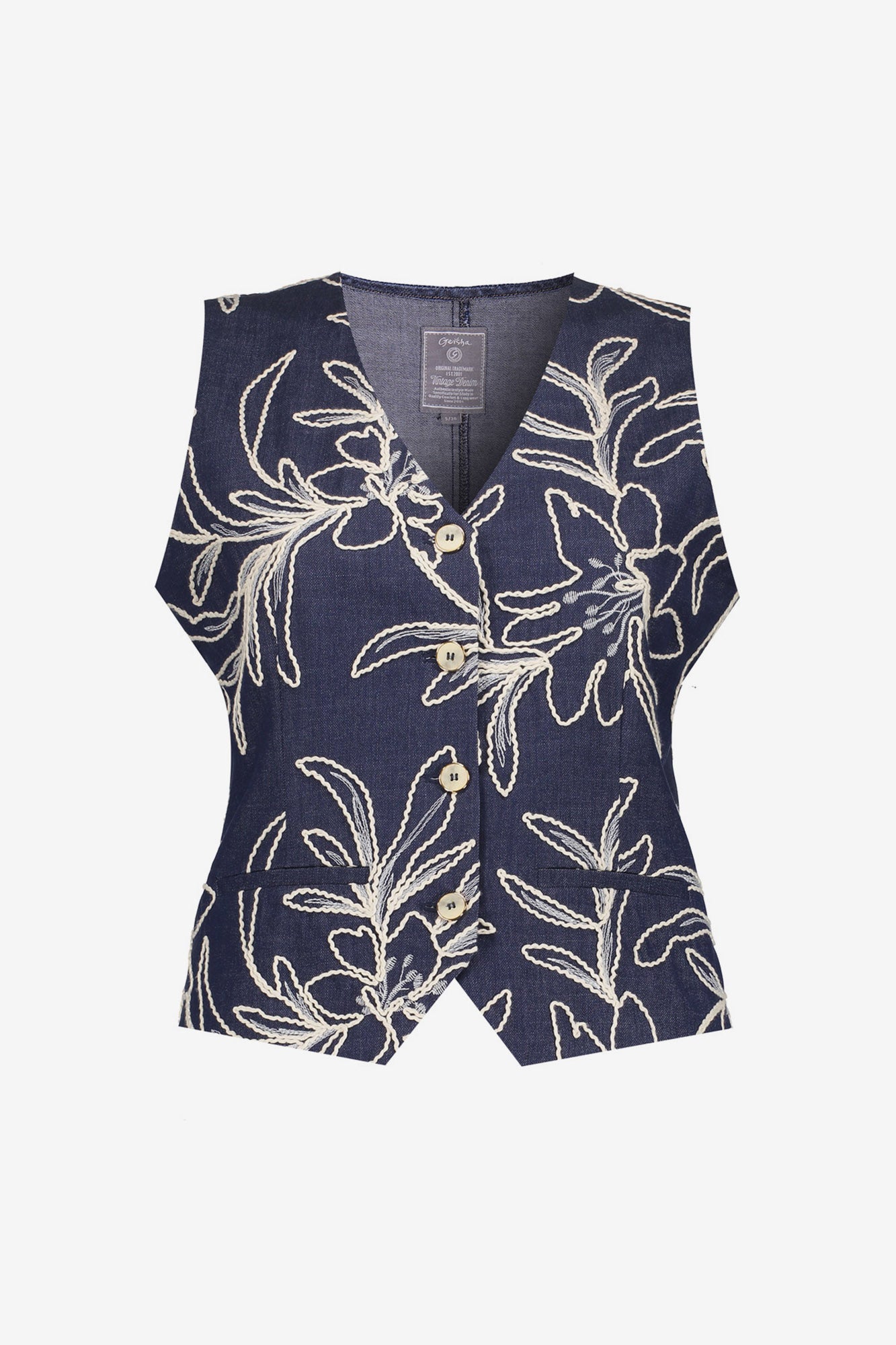 Geisha Weste mit gesticktem Blumenmuster